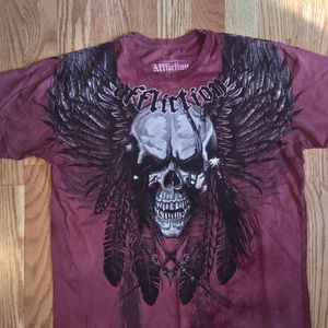Men’s small affliction shirt skull wings